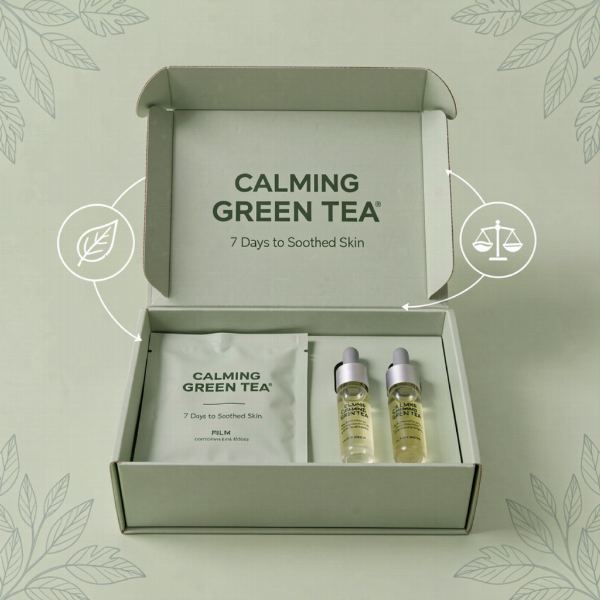CALMING GREEN TEA Film Kit displayed fro